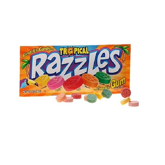 Razzles First It's Candy Then It's Gum Tropical Flavour 40g Packet