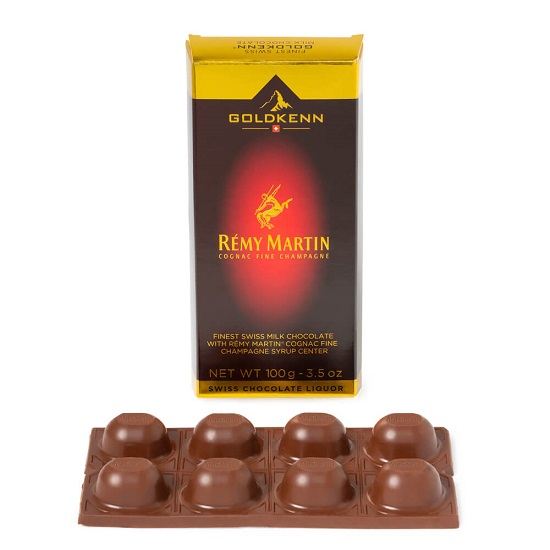 Goldkenn Remy Martin Cognac Finest Swiss Milk Chocolate with Syrup Centre 100g BBD: 24/11/23