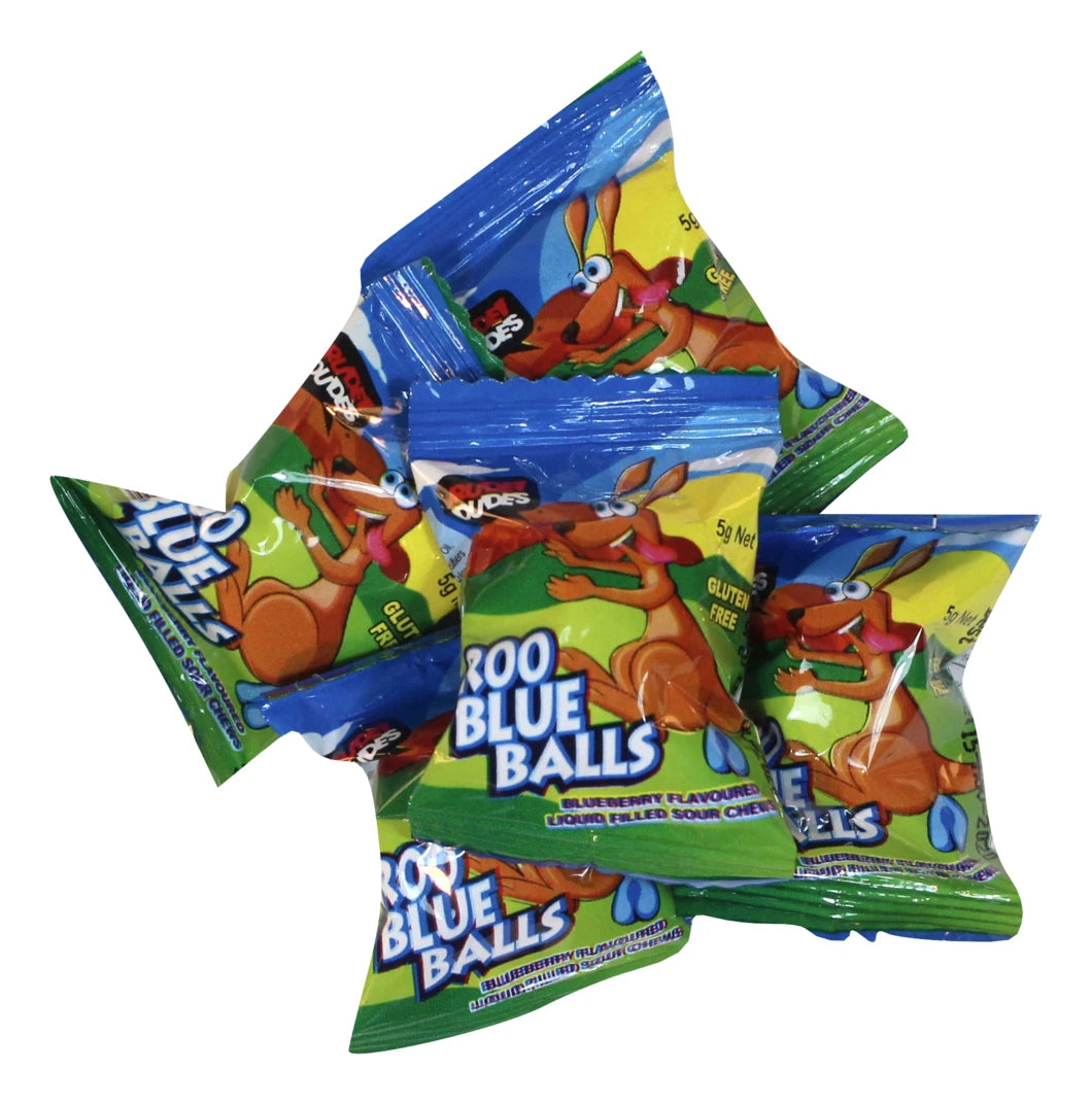 Rude Dudes Roo Blue Balls Blueberry Flavoured Liquid Filled Sour Chews ...