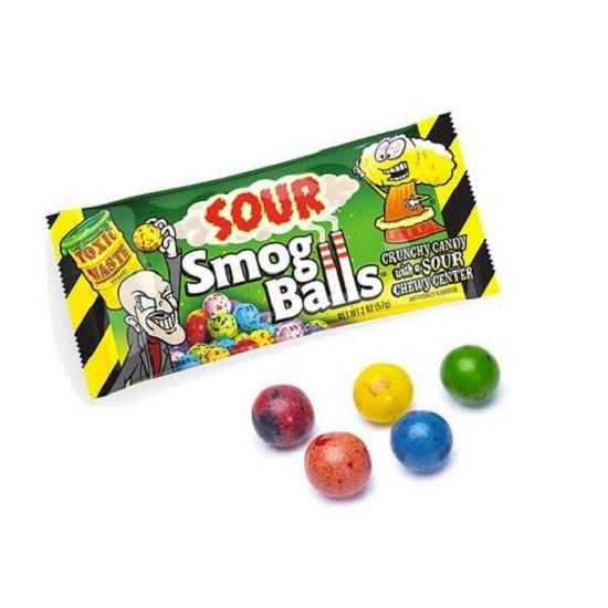 Toxic Waste Sour Smog Balls Crunchy Candy With A Sour Chewy Center Gluten Free 57g