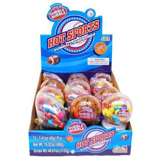 Hot Sports Dubble Bubble Gum Ball Machine Dispenser 40g