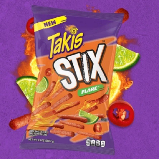 Takis Stix Flare Hot Chili Pepper & Lime Tortilla Crisps Corn Chips Snack 92g Bag