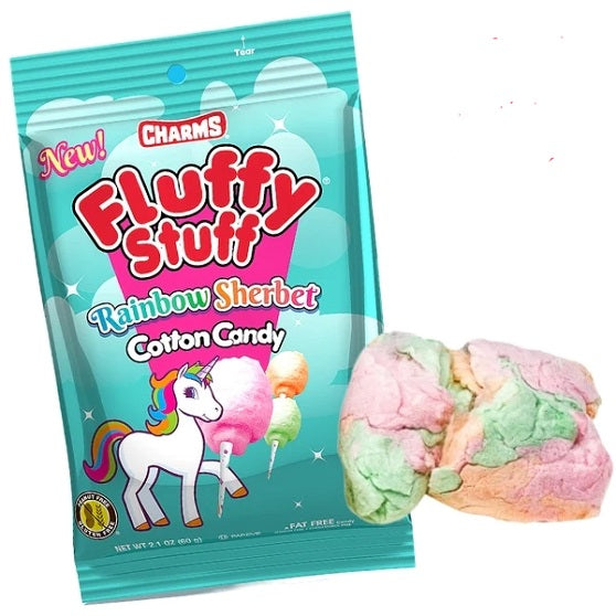Charms Fluffy Stuff Rainbow Sherbet Unicorn Cotton Candy Fairy Floss 60g