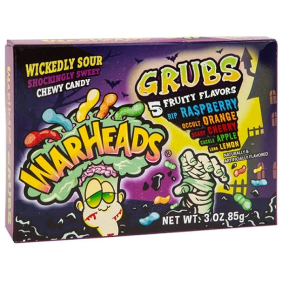 Warheads Grubs Sour Chewy Candy Limited Edition Halloween Theatre Box 85g