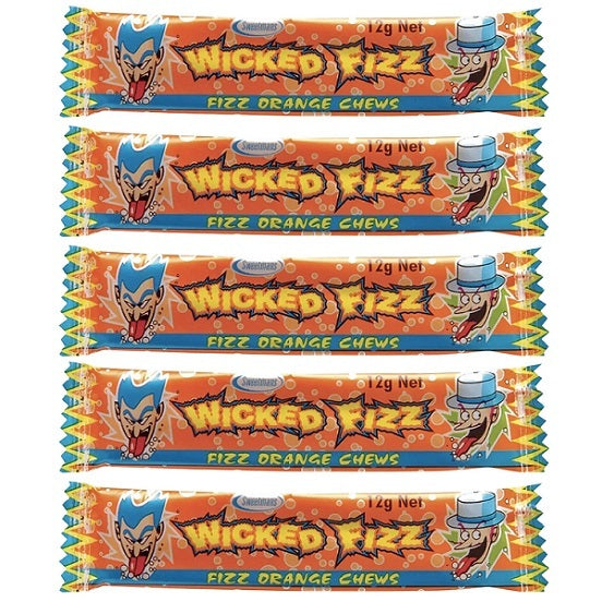 Wicked Fizz Orange Flavoured Sherbet Lolly Candy Chews Bar Gluten Free 12g BBD: 30/6/24