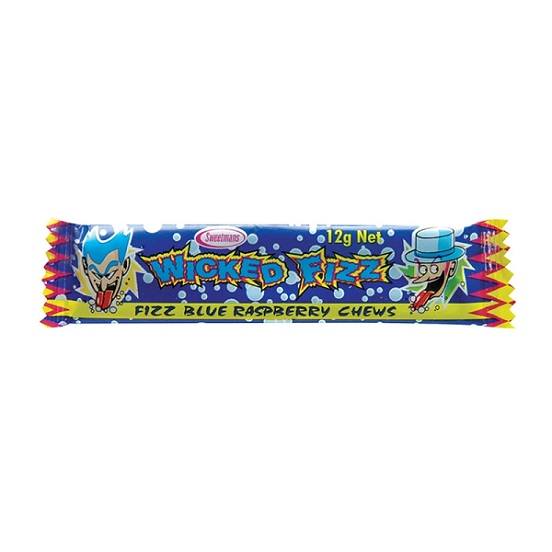 Wicked Fizz Blue Raspberry Flavoured Sherbet Lolly Candy Chews Bar Gluten Free 12g