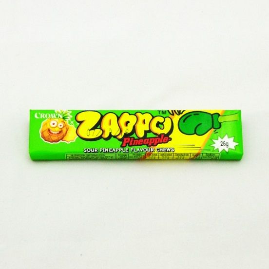 Zappo Sour Pineapple Flavoured Chews 7 Pieces Packet Gluten Free 26g