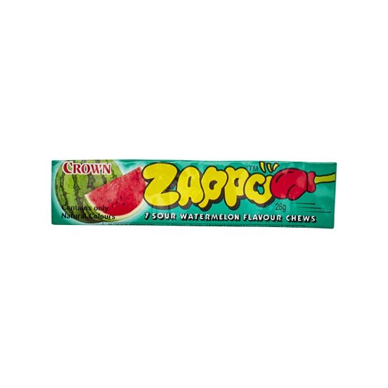 Zappo Sour Watermelon Flavoured Chews 7 Pieces Packet Gluten Free 26g